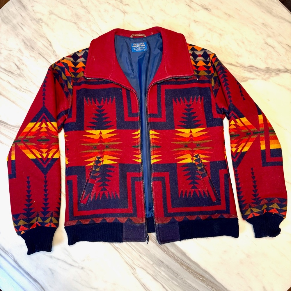 Vintage 1980s limited edition Red SouthWestern Americana Wool Pendleton Jacket